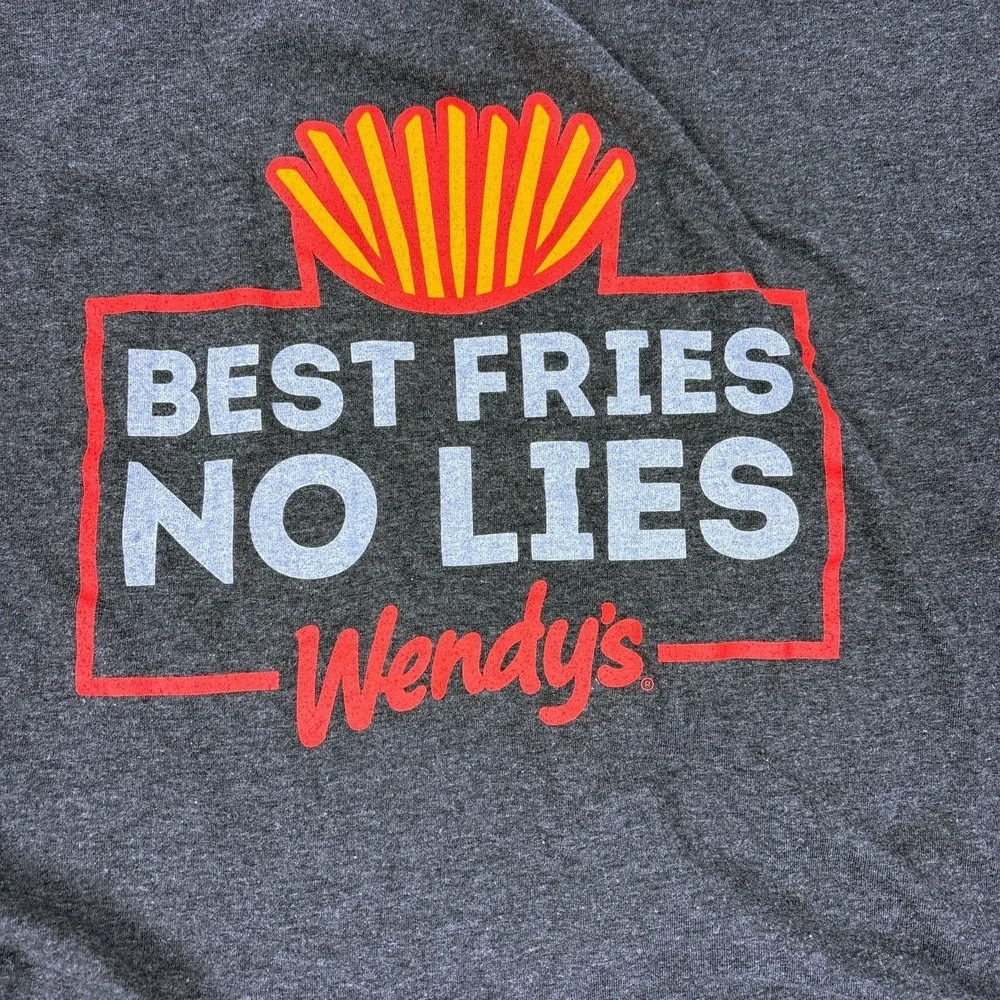 Wendys Barco Uniforms Employee T Shirt Mens Sz L Gray Hamburger of‎ NCAA Best